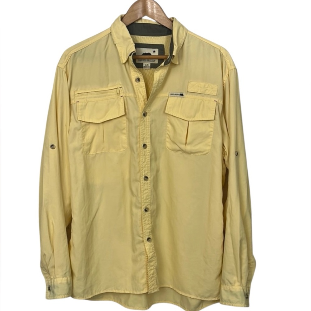 F8-- large- mens yellow long sleeve top size L DAKOTA GRIZZLY